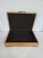 Vintage Wood Flatware Wooden Silverware Box Chocolate Brown Felt Lined