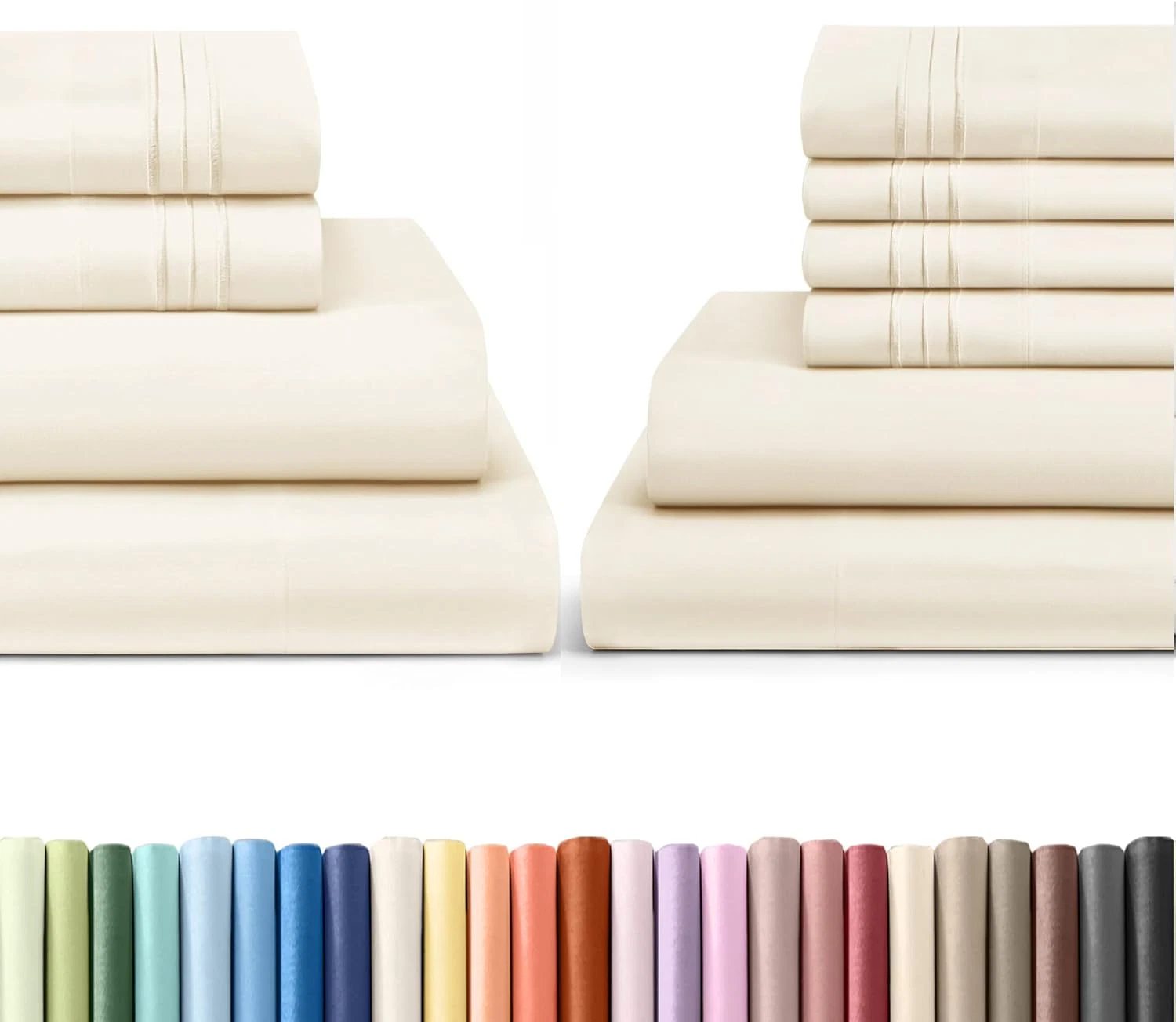 10 Piece Queen Bed Sheets Set - Off White Luxury Bedding