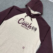 Cinch Sweatshirt Men  s XL Beige Maroon Hoodie Western Rodeo Ranch Wear