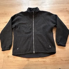 Vintage IBEX Dark Gray Boiled Wool Full Zip Heavy Jacket Size Xl USA 2003-2006