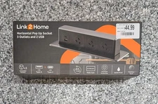 Link2Home Horizontal Pop-Up Socket 3 Grounded Outlets 2 USB 6ft Awg