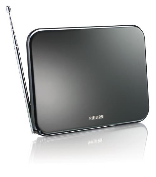 Antenne TV Intérieure TNT HD Philips SDV6224 Slim Noire Ultra-Plate