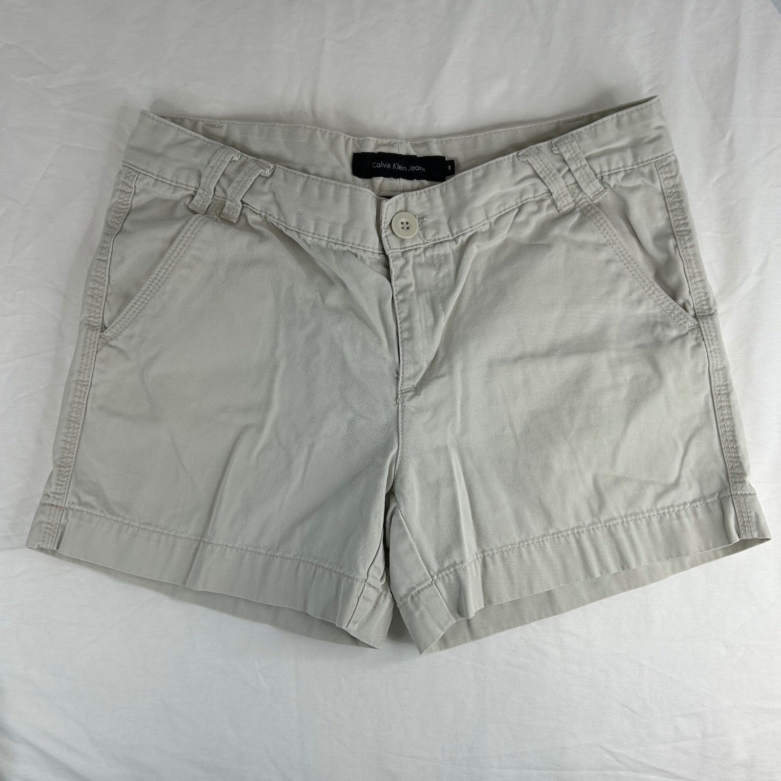 Calvin Klein Jeans Khaki Shorts Cuffed Hem Casual Everyday Womens Size 8