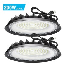 2Pcs UFO LED High Bay Light 200W Commercial Industrial Garage Led Shop Light