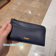 NWT Coach CZ112 Leather New York Zip Card Case Brass/navy