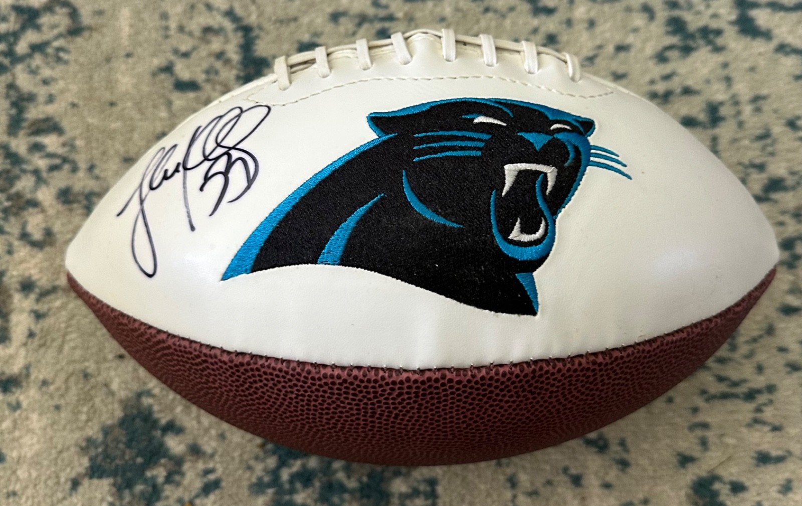 Luke Kuechly Autographed Signed Carolina Panthers Logo Football- Gtd pass PSA JSA proof 
