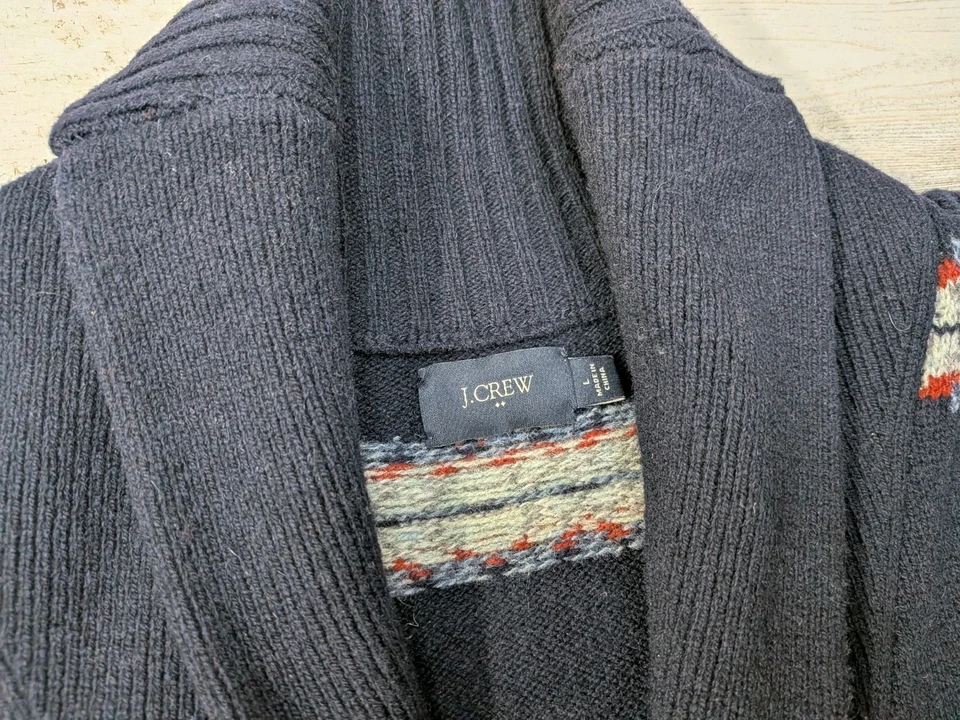 J Crew Sweater Mens Large Lambs Wool Shawl Collar Cardigan - Image 2 of 4