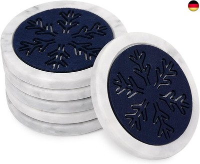 6 - Piece Marble Absorbent Coaster Set - Quick - Absorbing Felt Inserts, Superio