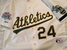 RICKEY HENDERSON 1989 OAKLAND A'S WORLD SERIES HOME AUTHENTIC JERSEY SIZE 50