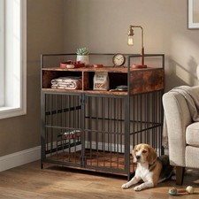 PawHut Dog Crate Furniture, Dog Cage with Rotatable Feeding Station