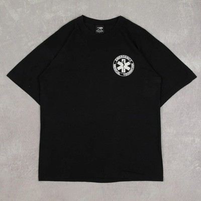 Vintage 90s Medical Emergancy Single Stitch Graphic T-Shirt L Herren schwarz 
