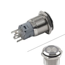 16mm Momentary Push Button Switch 1NC 1NO DC 12-24V 3A Ring LED 5 Terminal Pin