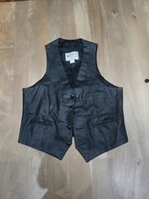 Vintage Continental Leather Fashions Vest Made in USA Black Men s 42 Western...