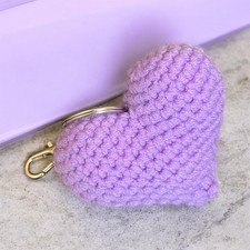 Handmade Purple Crochet Heart Keychain