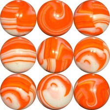 39/64" CHRISTENSEN AGATE CO. "STRIPED OPAQUE " MARBLE, nice color combo NM