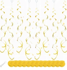 Gold Hanging Swirl Decorations 30 Pcs, Streamers Party -Twin