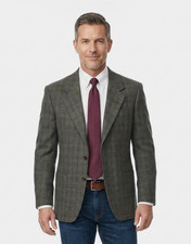 Canali Mens 48R Wool Blazer Brown Burgundy Windowpane Plaid 48R Made in Italy