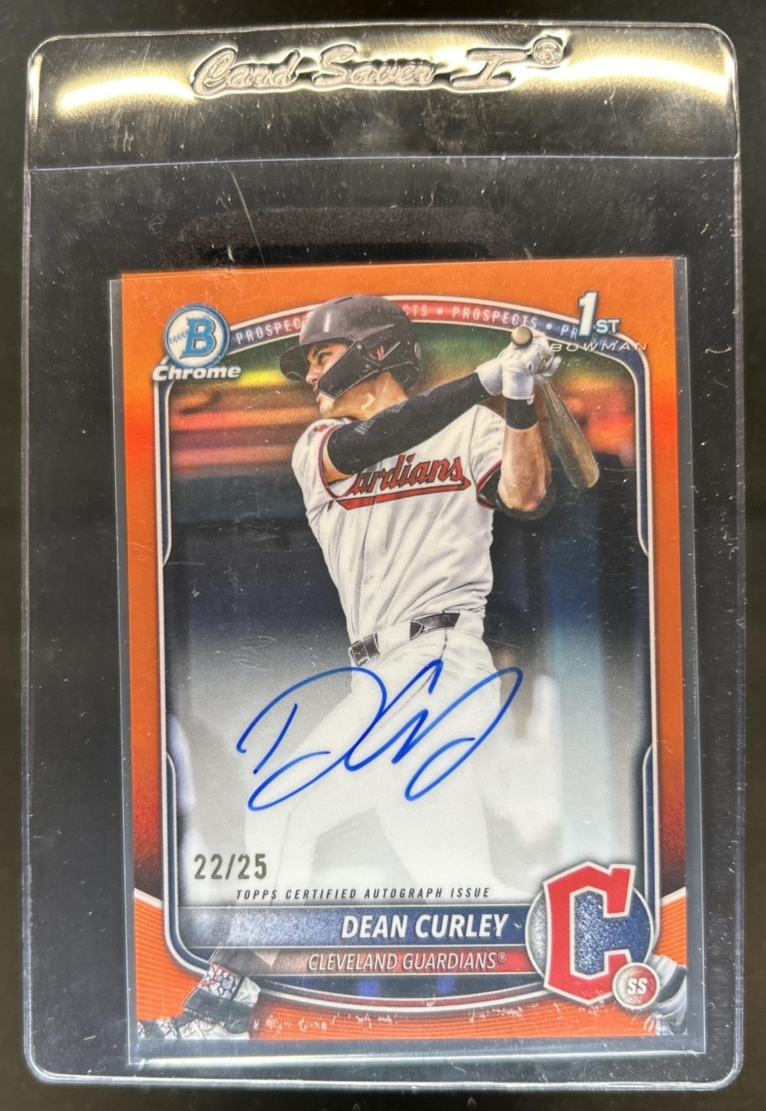 2025 Bowman Draft Dean Curley Chrome Auto Orange Refractor 1st #/25 Guardians
