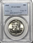1944 Walking Liberty Half Dollar PCGS MS63 - BRIGHT WHITE, amazing luster!