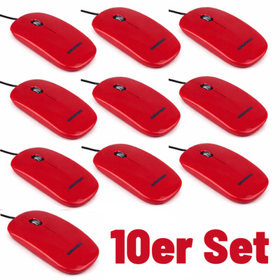 10 x Grundig Business Mouse PC Laptop Notebook Computer Optische Maus rot