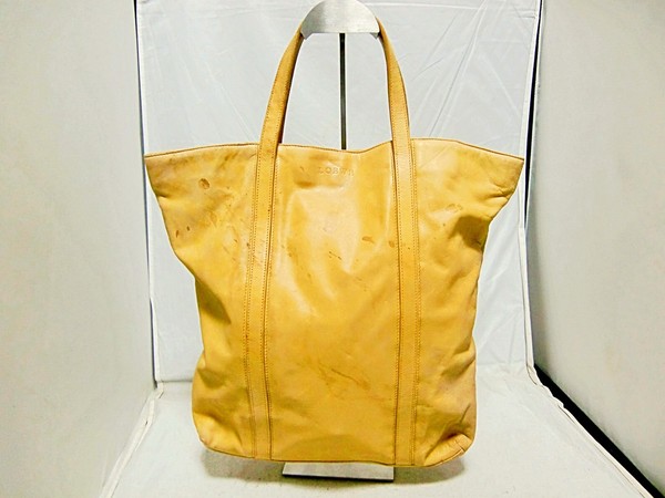 Auth Loewe Nappa Leather Tote Bag Yellow Soft Luxury from Japan