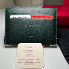 Cartier Must de Cartier Green Leather Double Card Holder Luxury Wallet NIB
