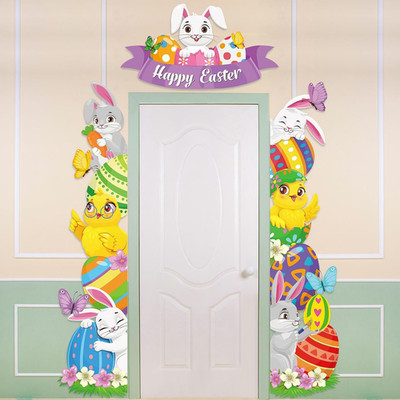 3 Pcs Happy Easter Porch Banners Cute Bunny Chicken Egg Door Decorations Easter 