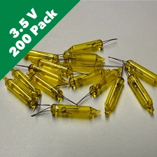 3.5 Volt Yellow (Gold) Mini Incandescent Bulb - Bulk 200 Bulbs