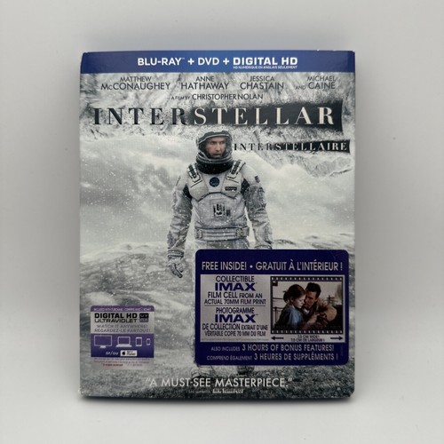 Interstellar 3-Disc (Blu-ray + DVD Combo Pack) w/ Slipcover OOP NOS Rare FS