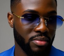 Men Women Sunglasses Blue Lens Migos Shades Rappers Style New Model Flat Small