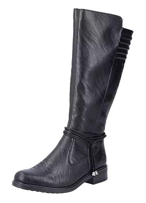 Knee High Boots Reiker Black Boots Rieker Black Knee Length Boots, UK EUR  38, Zip-Up