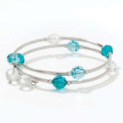 Armband zum Aufziehen, blau ~ Prüfstein Kristall