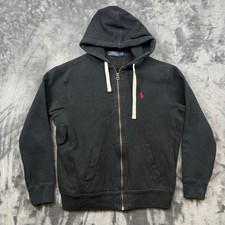 Polo Ralph Lauren Sudadera con Capucha con Cremallera Para Hombre Grande Negra Excelente Cremallera Completa Logo de Poni