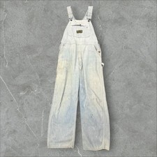 1960s DeeCee Light-Wash Sanforized Denim Work Overalls 38x31 Distressed Faded