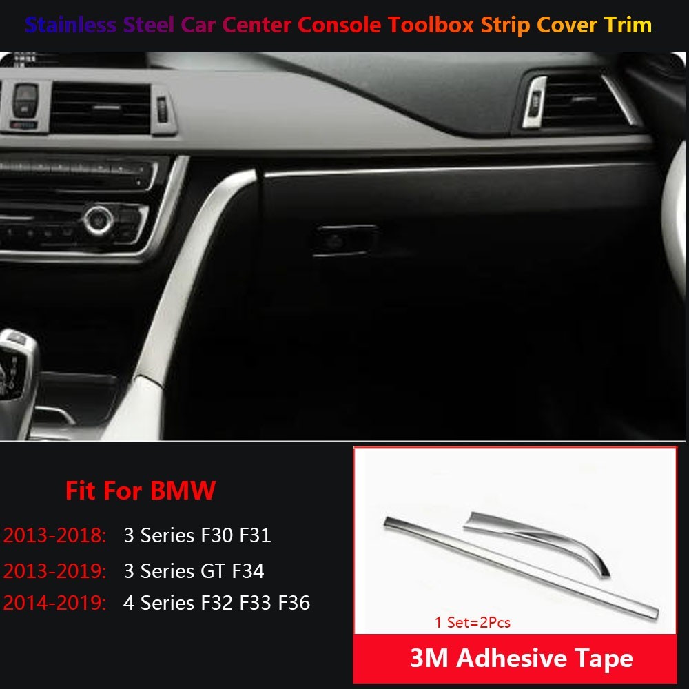 BMW 3, 4, F30, F31, F34, F32, F33용 스테인리스 자동차 센터 대시보드 패널 스트립 트림 2