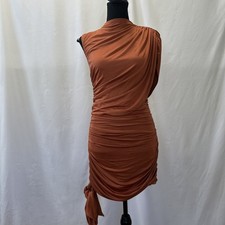 Pretty Little Things Women's Silky Drape Ruched Dress In Orange Size 6