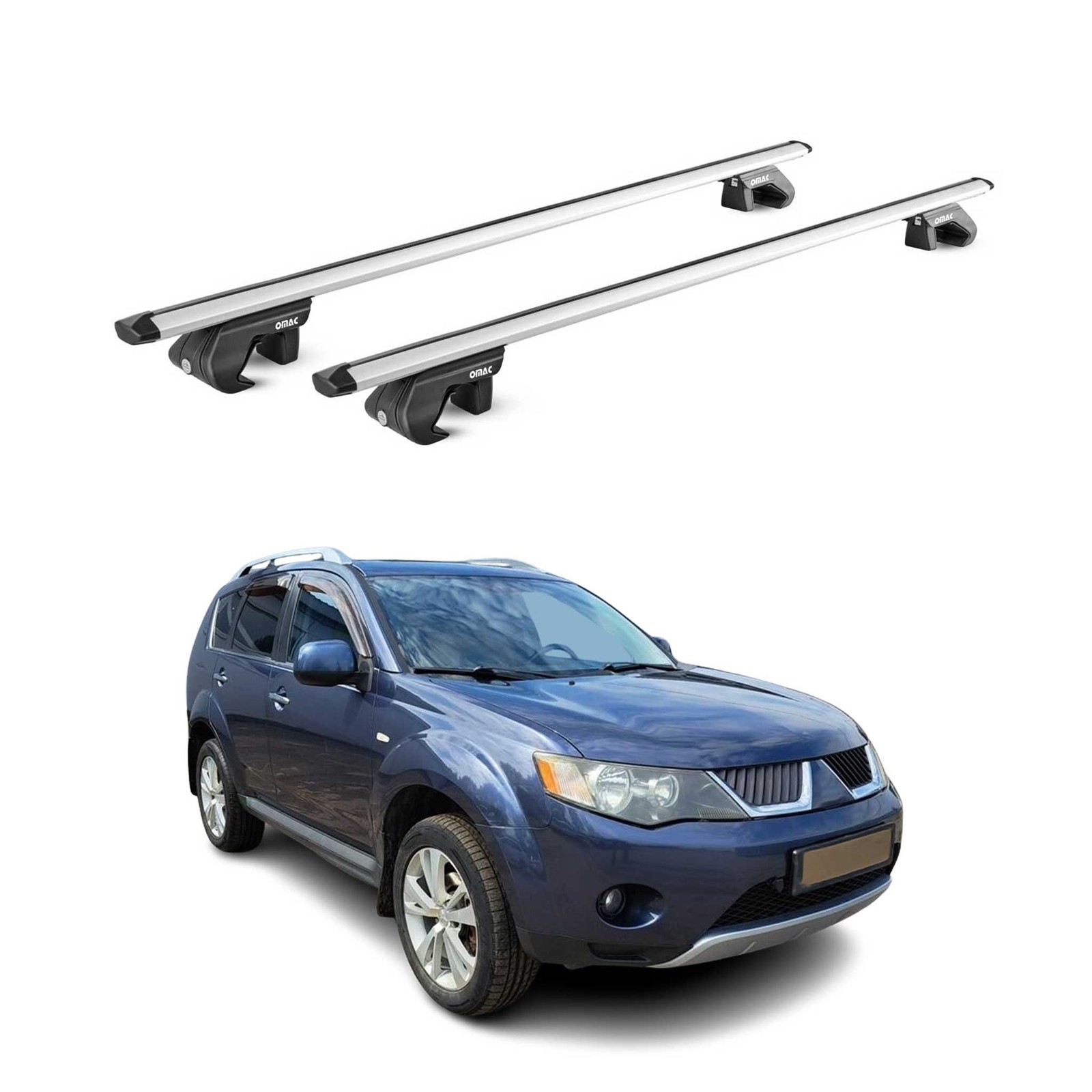 Barres de toit alu gris pour Mitsubishi Outlander 2005-2012