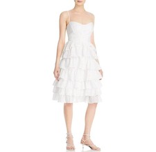 $159 Bardot Ivory Panel Tiered Ruffle Midi Dress Sz L Womens Wedding Party Dress