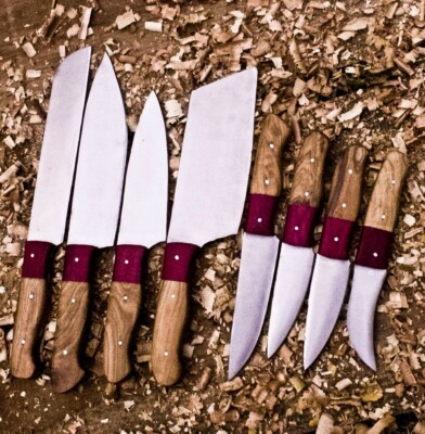 CUSTOM HANDMADE FORGED D2 STEEL CHEF KNIFE KITCHEN CHEF KNIVES SET | WALNUT WOOD