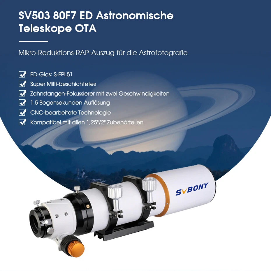 SVBONY SV503 80ED F7 Teleskop Refraktor+SV241 Astronomie USB Steuerhub - Bild 2 von 4