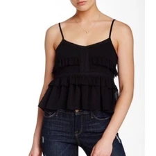 Olive And Oak Women’s Black Spaghetti Strapped Blouse Top Size Small S**