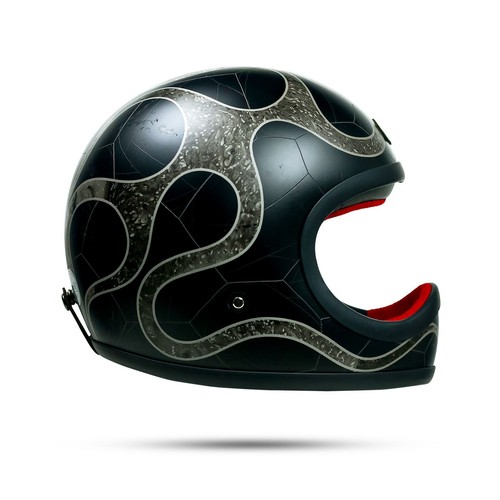 FULL FACE VINTAGE CUSTOM HELMET TALGON PATINA CRACK CAFERACER CHOPPER MOTORBIKES - Picture 4 of 4