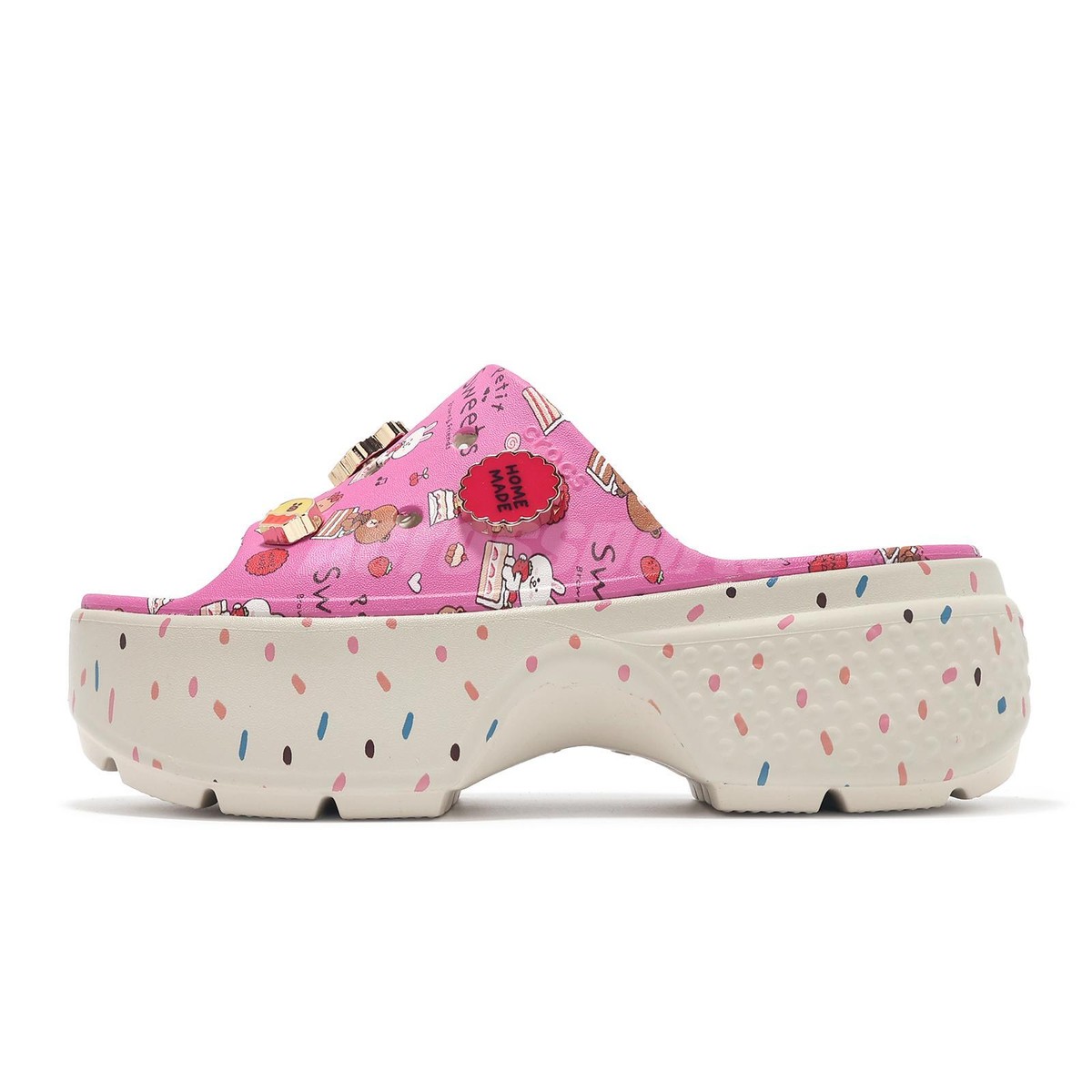 新品未使用【限定色】 748 キャンディフロス シマー ショッパー　おまけ付き Crocs x Line Friends Stomp Slide Men Unisex Petit Sweets Sandal