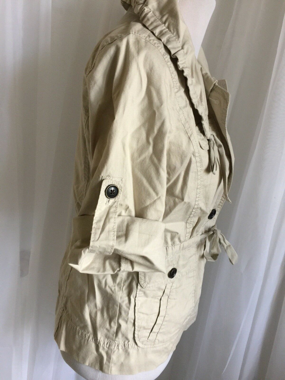 Ann Taylor Loft Tan Drawstring Button Front Light… - image 4