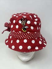 Disney Parks Minnie Mouse Polka Dot Youth Bucket Hat Cap Bow