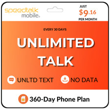  9.16/Mo. SpeedTalk Prepaid SIM Card Unlimited Talk  Text Smart Phone Plan