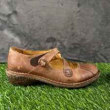 Groundhog Ede Mary Jane Leather Shoes Comfort Casual Brown Clog Womens 7 / 38