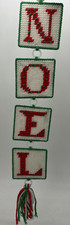 VTG 19 Handmade Needlepoint Christmas NOEL Wall Decor Plastic Canvas Artwork