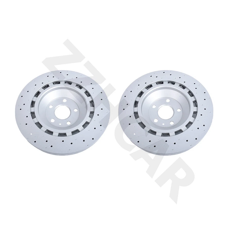 New Set of 2 Front Drilled 370mm Disc Brake Rotors for 2017-2020 Audi RS3 Foto 4 de 4