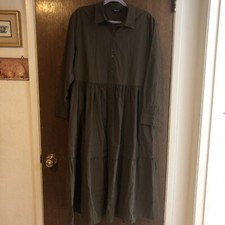 madewell pleated utility maxi shirt dress size large brown country cottage core